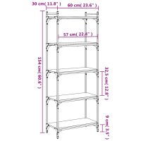 vidaXL Bokhylla 5 hyllplan rökfärgad ek 60x30x154 cm konstruerat trä - Bild 9