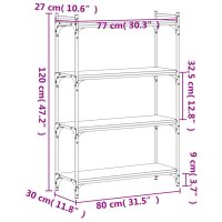 vidaXL Bokhylla 4 hyllplan sonoma-ek 80x30x120 cm konstruerat trä - Bild 9