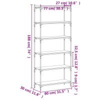 vidaXL Bokhylla 6 hyllplan rökfärgad ek 80x30x188 cm konstruerat trä - Bild 9