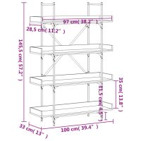 vidaXL Bokhylla 4 hyllplan svart 100x33x145,5 cm konstruerat trä - Bild 9