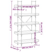 vidaXL Bokhylla 5 hyllplan rökfärgad ek 100x33x180,5cm konstruerat trä - Bild 9