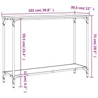 vidaXL Avlastningsbord sonoma-ek 101x30,5x75 cm konstruerat trä - Bild 9