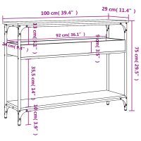 vidaXL Konsolbord med hylla svart 100x29x75 cm konstruerat trä - Bild 8