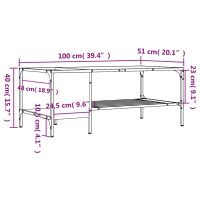 vidaXL Soffbord med hylla rökfärgad ek 100x51x40 cm konstruerat trä - Bild 9