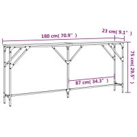 vidaXL Avlastningsbord rökfärgad ek 180x23x75 cm konstruerat trä - Bild 9