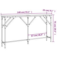 vidaXL Avlastningsbord rökfärgad ek 140x23x75 cm konstruerat trä - Bild 9