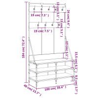 vidaXL Klädställning med skoförvaring rökfärgad ek 100x40x184 cm - Bild 9