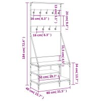 vidaXL Klädställning med skoförvaring rökfärgad ek 80x40x184 cm - Bild 9