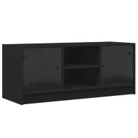 vidaXL Tv-bänk med glasdörrar svart 102x37x42 cm - Bild 2