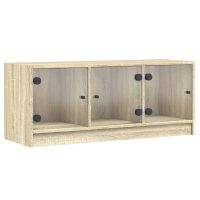 vidaXL Tv-bänk med glasdörrar sonoma-ek 102x37x42 cm - Bild 2