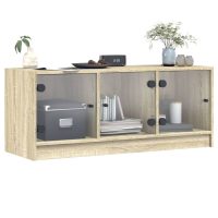 vidaXL Tv-bänk med glasdörrar sonoma-ek 102x37x42 cm - Bild 4