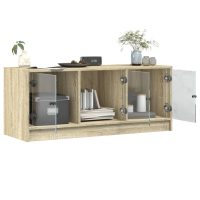 vidaXL Tv-bänk med glasdörrar sonoma-ek 102x37x42 cm - Bild 5