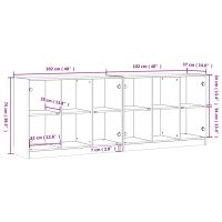 vidaXL Bokhylla med dörrar vit 204x37x75 cm konstruerat trä - Bild 11