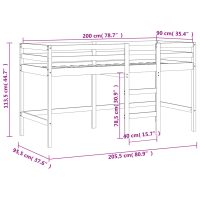 vidaXL Loftsäng med stege 90x200 cm massiv furu - Bild 11