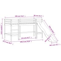 vidaXL Loftsäng med stege & rutschkana vit 90x190 cm massiv furu - Bild 11