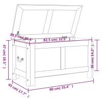 vidaXL Förvaringskista med lock brun och vit massivt akaciaträ - Bild 9