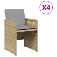 vidaXL Trädgårdsstolar med dynor 4 st blandad beige konstrotting - Bild 2