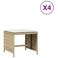 vidaXL Trädgårdspallar med dynor 4 st beige 41x41x36 cm konstrotting - Bild 2