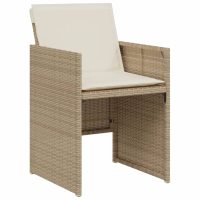 vidaXL Bistrogrupp med dynor 3 delar beige konstrotting - Bild 4