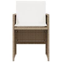 vidaXL Bistrogrupp med dynor 3 delar beige konstrotting - Bild 5