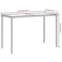 vidaXL Trädgårdsbord med glasskiva svart 115x54x74 cm konstrotting - Bild 10