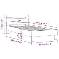 vidaXL Sängram med huvudgavel svart 90x200 cm konstruerat trä - Bild 10