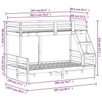 vidaXL Våningssäng 80x200/120x200 cm vaxbrun massiv furu - Bild 9