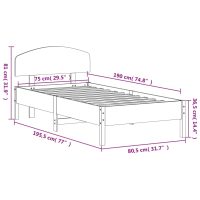 vidaXL Sängram med huvudgavel vaxbrun 75x190 cm massiv furu - Bild 9