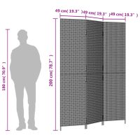 vidaXL Rumsavdelare 3 paneler brun konstrottning - Bild 9