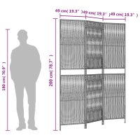 vidaXL Rumsavdelare 3 paneler svart konstrottning - Bild 9