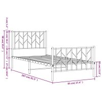 vidaXL Sängram med huvudgavel och fotgavel vit metall 90x200 cm - Bild 10