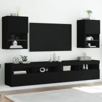 vidaXL Tv-bänk med LED-belysning 2 st svart 40,5x30x60 cm - Bild 3