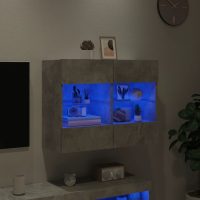 vidaXL Väggmonterad tv-bänk LED betonggrå 78,5x30x60,5 cm - Bild 4