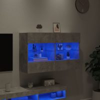 vidaXL Väggmonterad tv-bänk LED betonggrå 98,5x30x60,5 cm - Bild 4