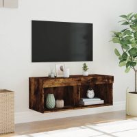 vidaXL Tv-bänk med LED-belysning rökfärgad ek 80x30x30 cm - Bild 5