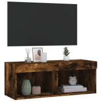 vidaXL Tv-bänk med LED-belysning rökfärgad ek 80x30x30 cm - Bild 6