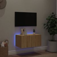 vidaXL Väggmonterad tv-bänk LED sonoma-ek 60x35x31 cm - Bild 3