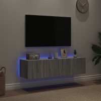 vidaXL Väggmonterad tv-bänk LED 2 st grå sonoma 60x35x31 cm - Bild 3