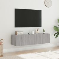 vidaXL Väggmonterad tv-bänk LED 2 st grå sonoma 60x35x31 cm - Bild 4