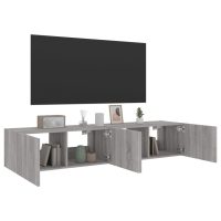 vidaXL Väggmonterad tv-bänk LED 2 st grå sonoma 80x35x31 cm - Bild 6