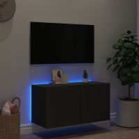 vidaXL Väggmonterad tv-bänk LED svart 80x35x41 cm - Bild 4