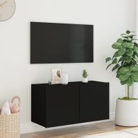 vidaXL Väggmonterad tv-bänk LED svart 80x35x41 cm - Bild 5