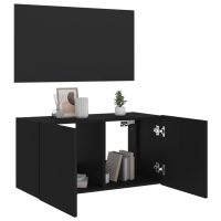 vidaXL Väggmonterad tv-bänk LED svart 80x35x41 cm - Bild 7