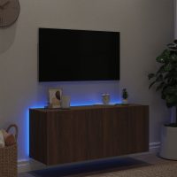 vidaXL Väggmonterad tv-bänk LED brun ek 100x35x41 cm - Bild 4