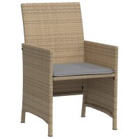 vidaXL Bistrogrupp med dynor 3 delar mixbeige konstrotting - Bild 5