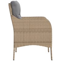 vidaXL Trädgårdsstolar med dynor 2 st blandad beige konstrotting - Bild 6