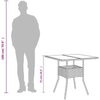 vidaXL Trädgårdsbord med glasskiva svart 80x80x75 cm konstrotting - Bild 10