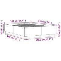 vidaXL Sängram betonggrå 140x190 cm konstruerat trä - Bild 9