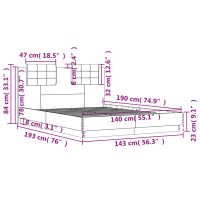 vidaXL Sängram med huvudgavel rökfärgad ek 140x190 cm konstruerat trä - Bild 9