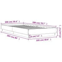 vidaXL Sängram betonggrå 100x200 cm konstruerad trä - Bild 9